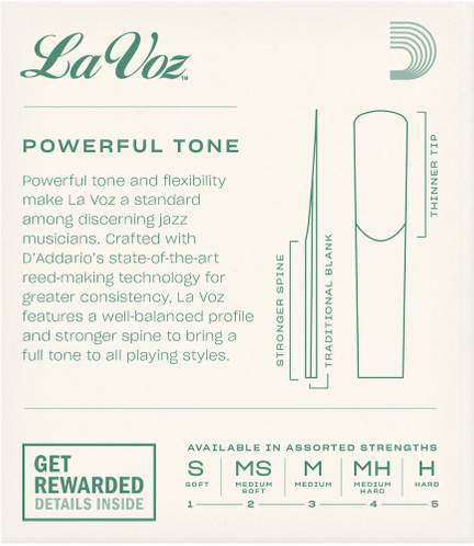 La Voz Bb Clarinet Reeds, Strength Medium-Soft, 10 Pack