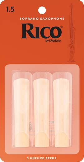 Rico Organic Soprano Saxophone  Reeds, Strength 1.5, Pack of 3