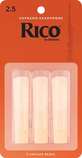 Rico Organic Soprano Saxophone  Reeds, Strength 2.5, Pack of 3
