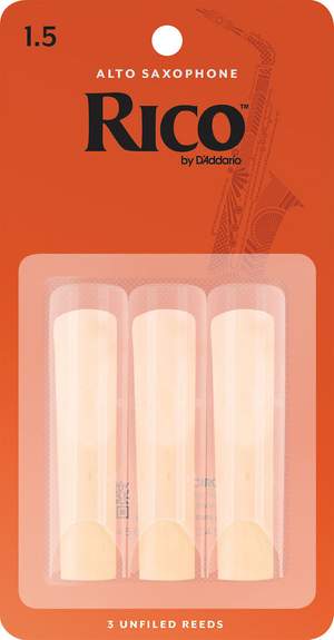 Rico by D'Addario Alto Sax Reeds, Strength 1.5, 3-pack