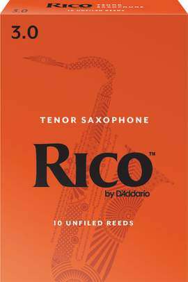 Rico Organic Tenor Saxophone  Reeds, Strength 3.0, Pack of 10