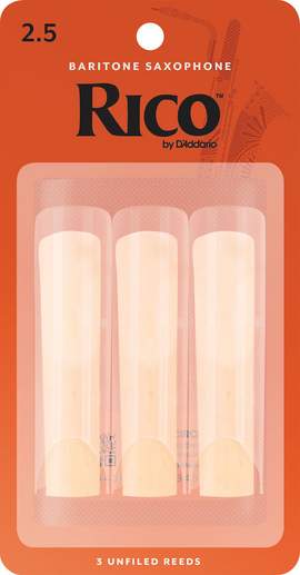 Rico Organic Baritone Saxophone  Reeds, Strength 2.5, Pack of 3
