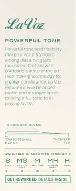 La Voz Baritone Saxophone Reeds, Medium, 5 Pack Product Image