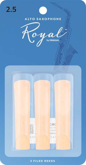 Royal by D'Addario Alto Sax Reeds, Strength 2.5, 3-pack