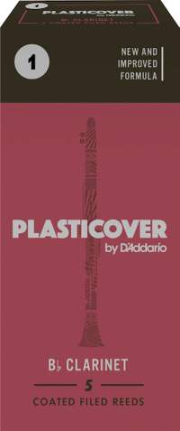 Plasticover by D'Addario Bb Clarinet Reeds, Strength 1, 5-pack