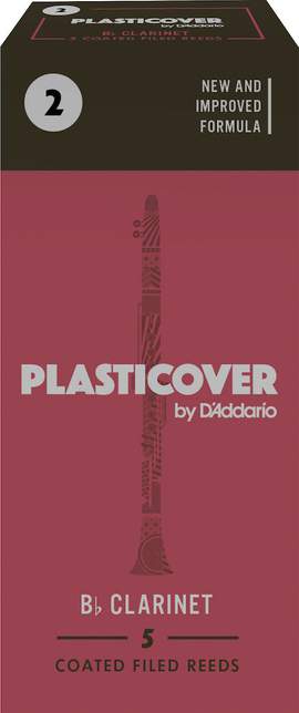 Plasticover by D'Addario Bb Clarinet Reeds, Strength 2, 5-pack