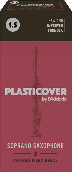 Plasticover by D'Addario Soprano Sax Reeds, Strength 1.5, 5-pack
