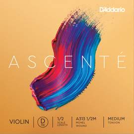 D'Addario Ascenté Violin D String, 1/2 Scale, Medium Tension