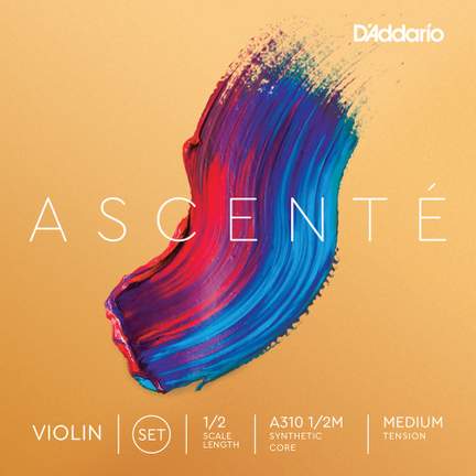 D'Addario Ascenté Violin String Set, 1/2 Scale, Medium Tension