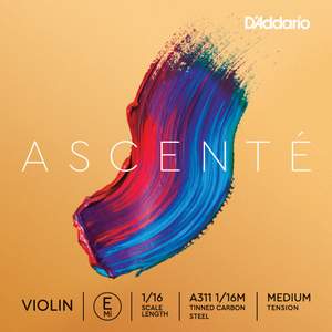 D'Addario Ascenté Violin E String, 1/16 Scale, Medium Tension