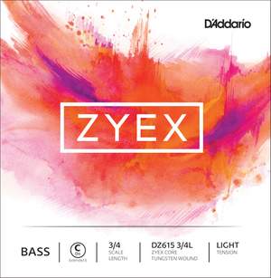 D'Addario Zyex Bass Single C (Extended E) String, 3/4 Scale, Light Tension