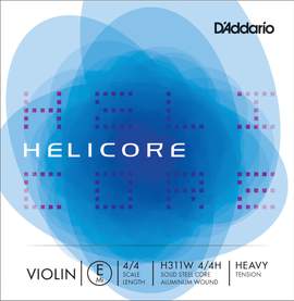 D'Addario Helicore Violin Single Aluminum Wound E String, 4/4 Scale, Heavy Tension