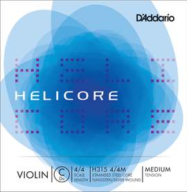 D'Addario Helicore Violin Single Low C String, 4/4 Scale, Medium Tension