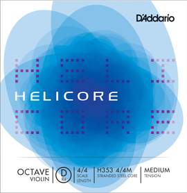 D'Addario Helicore Octave Violin Single D String, 4/4 Scale, Medium Tension