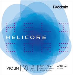 D'Addario Helicore Violin Single D String, 1/2 Scale, Medium Tension