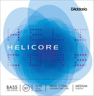 D'Addario Helicore Orchestral Bass String Set, 1/10 Scale, Medium Tension