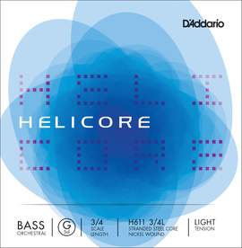 D'Addario Helicore Orchestral Bass Single G String, 3/4 Scale, Light Tension