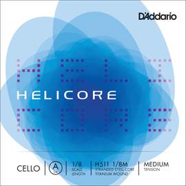 D'Addario Helicore Cello Single A String, 1/8 Scale, Medium Tension