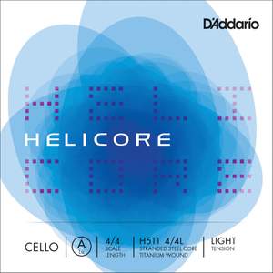 D'Addario Helicore Cello Single A String, 4/4 Scale, Light Tension