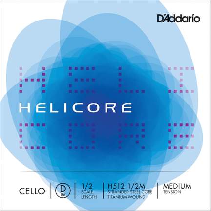 D'Addario Helicore Cello Single D String, 1/2 Scale, Medium Tension