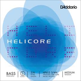 D'Addario Helicore Pizzicato Bass Single C (Extended E) String, 3/4 Scale, Medium Tension