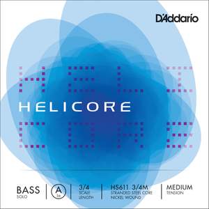 D'Addario Helicore Solo Bass Single A String, 3/4 Scale, Medium Tension