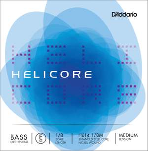 D'Addario Helicore Orchestral Bass Single E String, 1/8 Scale, Medium Tension
