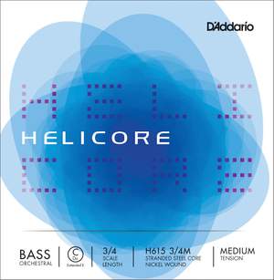 D'Addario Helicore Orchestral Bass Single C (Extended E) String, 3/4 Scale, Medium Tension