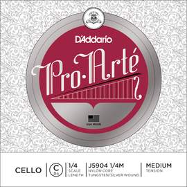 D'Addario Pro-Arte Cello Single C String, 1/4 Scale, Medium Tension