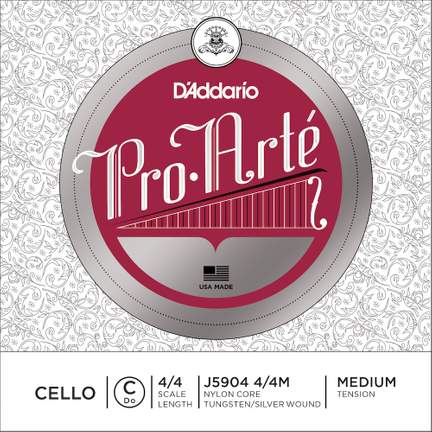 D'Addario Pro-Arte Cello Single C String, 4/4 Scale, Medium Tension