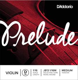 D'Addario Prelude Violin Single D String, 1/16 Scale, Medium Tension