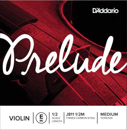 D'Addario Prelude Violin Single E String, 1/2 Scale, Medium Tension