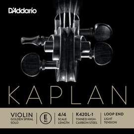 D'Addario Kaplan Golden Spiral Solo Wound Loop End Violin Single E String, 4/4 Scale, Medium Tension
