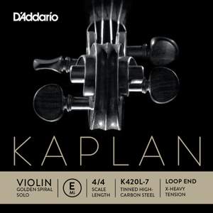 D'Addario Kaplan Loop End Violin Single E String, 4/4 Scale, Extra-Heavy Tension