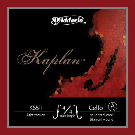 D'Addario Kaplan Cello Single A String, 4/4 Scale, Light Tension