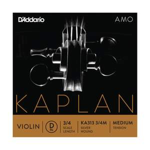D'Addario Kaplan Amo Violin D String, 3/4 Scale, Medium Tension