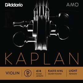 D'Addario Kaplan Amo Violin D String, 4/4 Scale, Light Tension