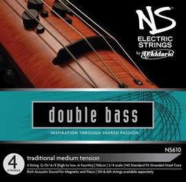 D'Addario NS Electric Traditional Bass String Set, 3/4 Scale, Medium Tension