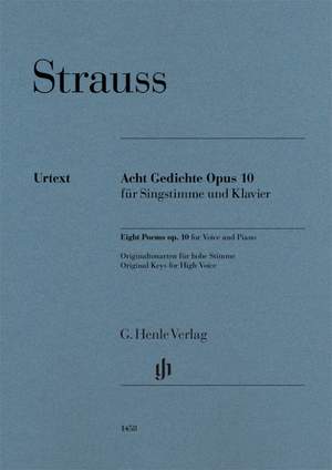 Strauss, Richard: Acht Gedichte, Op. 10 for Voice and Piano
