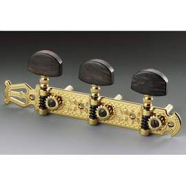 Schaller Guitar Machine Head Classical, Lyre, Gold Ebony Button