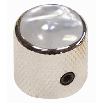 Gt dome knobs- chromewhite- pack2