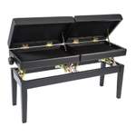 Kinsman Double Adjustable Piano Bench with Storage ~ Satin Black Product Image