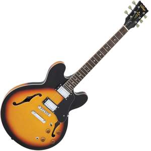 Vintage VSA500 ReIssued Semi Acoustic Guitar ~ Sunburst