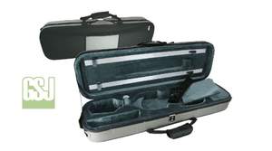 Gsj 2-tone Styro Oblong Violin Case Black/grey/dark Grey 3/4