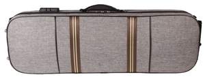 Gsj Oblong Violin Case Grey With Brown & Cream Stripe 4/4