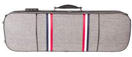 Gsj Oblong Violin Case Grey With Tricolour Stripe 4/4