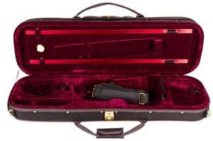 Gsj Rounded Oblong Violin Case Black/burgundy 4/4