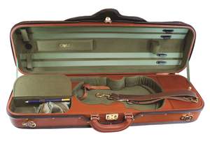 Negri Diplomat Leather Violin Case 4/4 Cognac/blue Velvet