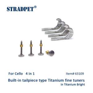 Stradpet Cello Fine Tuner Built In Lever Polished (set Of 4)