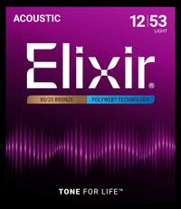Elixir 80/20 Bronze Acoustic Guitar Strings Polyweb Light (.012-.053)